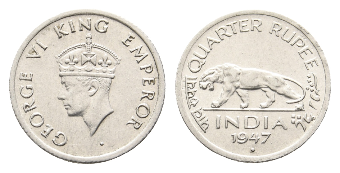  Britisch-Indien; Quarter Rupee 1947   