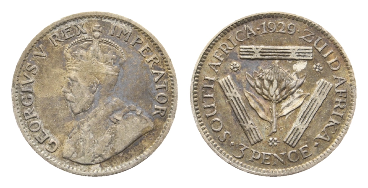 Süd Afrika; 3 Pence 1929   