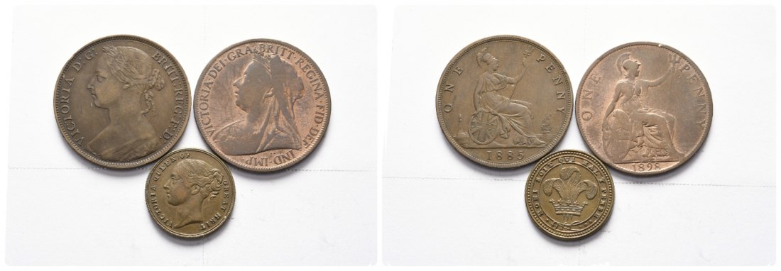  England; 3 Kleinmünzen 1885/1898   