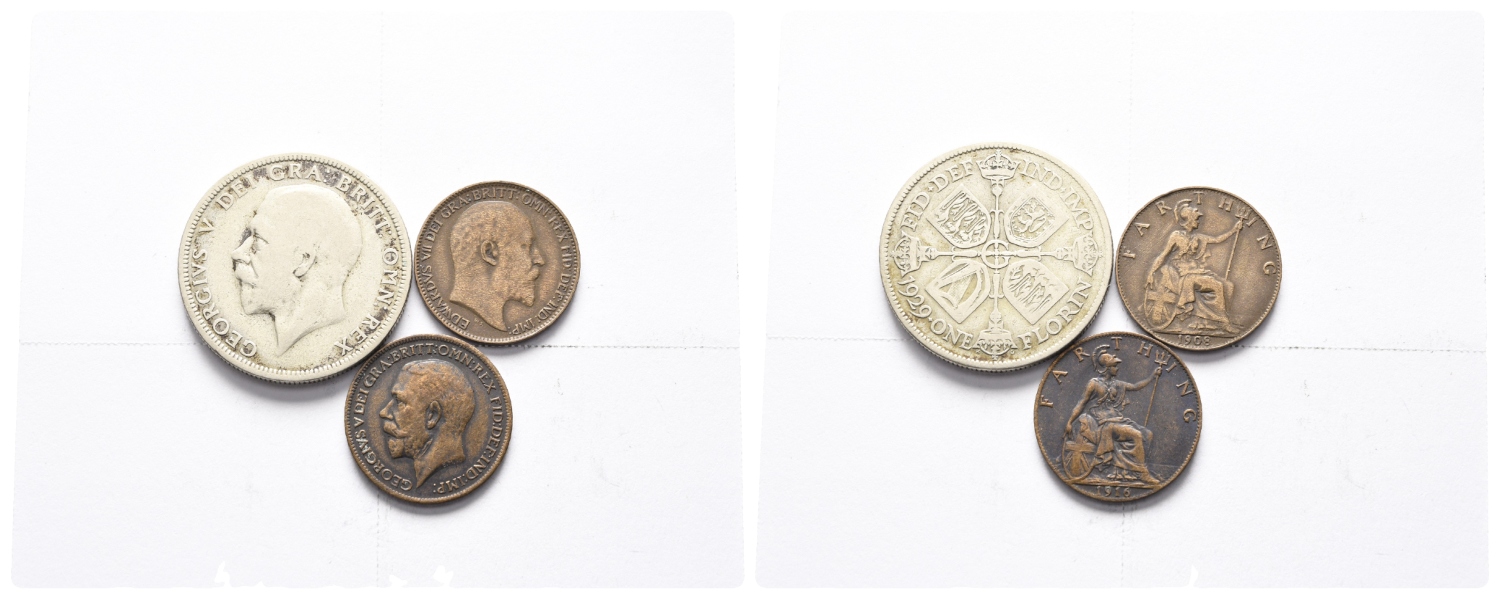  England; 3 Kleinmünzen 1929/1908/1916   