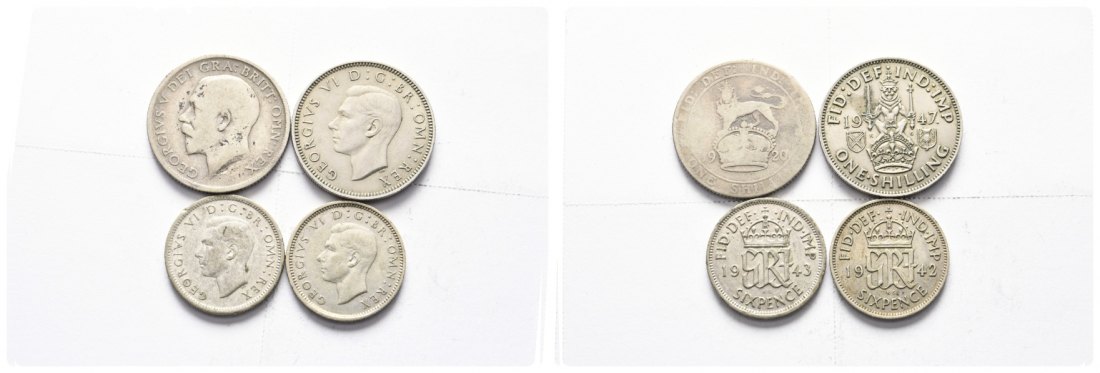  England; 4 Kleinmünzen 1920/1942/1943/1947   