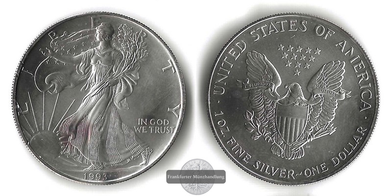  USA  1 Dollar  1993  American Eagle   FM-Frankfurt     Feinsilber: 31,1g   