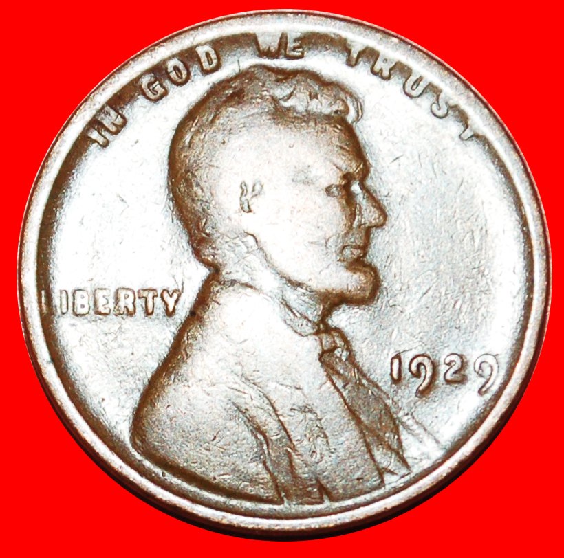  • WEIZEN PENNY (1909-1958): USA ★ 1 CENT 1929! LINCOLN (1809-1865)! OHNE VORBEHALT!   