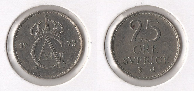  Schweden 25 Öre 1973 U (K-N) Gustaf VI. Adolf (1950-1973) vz   
