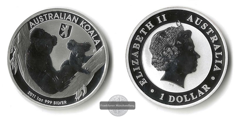  Australien,  1 Dollar  2011   Koala  (mit Privy Mark)   FM-Frankfurt    Feinsilber: 31,1g   