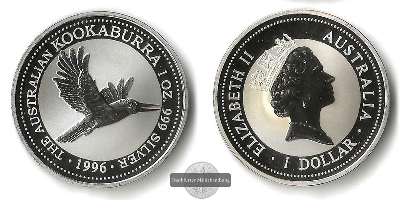 Australien,  1 Dollar  1996  Kookaburra FM-Frankfurt   Feinsilber: 31,1g   