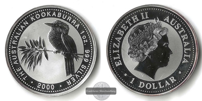  Australien  1 Dollar  2000  Kookaburra FM-Frankfurt Feinsilber: 31,1g   
