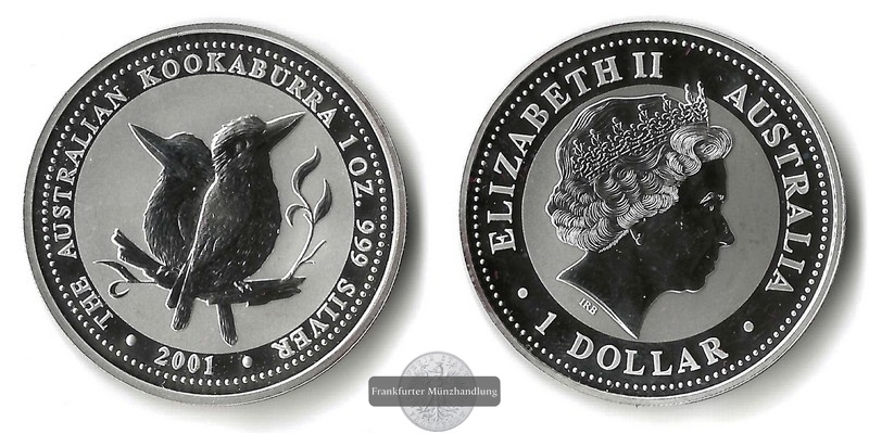  Australien  1 Dollar  2001  Kookaburra FM-Frankfurt Feinsilber: 31,1g   