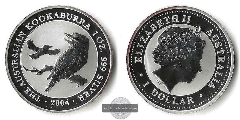  Australien,  1 Dollar  2004  Kookaburra FM-Frankfurt  Feinsilber: 31,1g   