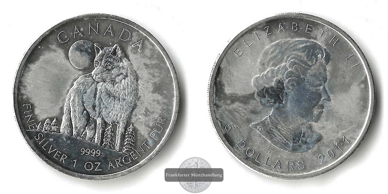  Kanada,  5 Dollar  2011   Wolf FM-Frankfurt   Feinsilber: 31,1g   