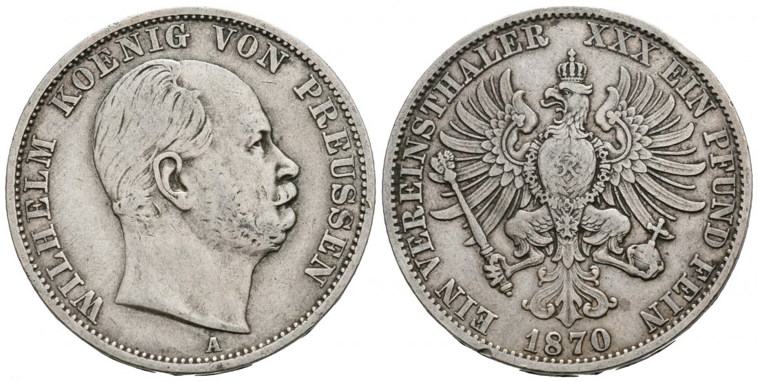 PEUS 5752 Preußen Wilhelm I. (1861 - 1888) Vereinstaler 1870 A Sehr schön