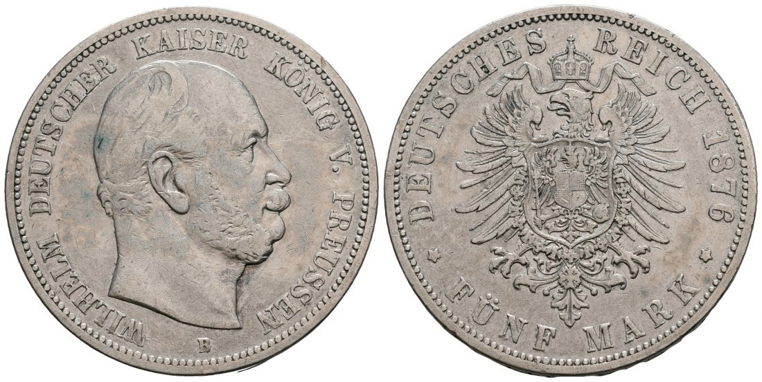 PEUS 5767 Preußen - Kaiserreich Wilhelm I. (1861 - 1888) 5 Mark 1876 B Hannover Sehr schön
