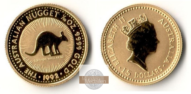Australien MM-Frankfurt Feingold: 3,11g 15 Dollar (Kangaroo) 1992 