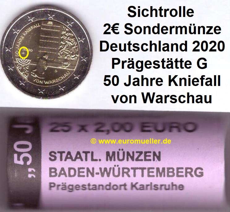 Deutschland Rolle 2 Euro Gedenkmünze 2020...G...Kniefall   