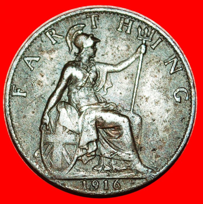 • MISTRESS OF SEAS: UNITED KINGDOM ★ FARTHING 1916! LOW START ★ NO RESERVE!