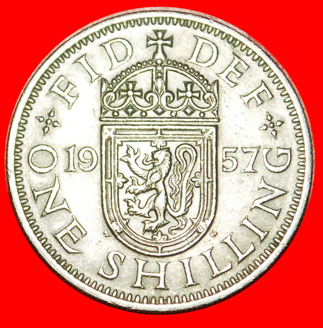  • SCHOTTISCHER LÖWE: GROSSBRITANNIEN ★ 1 SHILLING 1957 UNGEWÖHNLICH! OHNE VORBEHALT!   