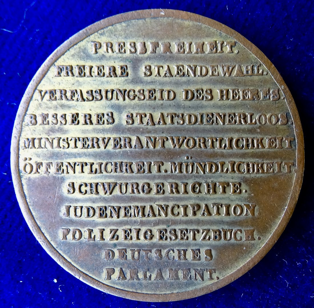  Hessen- Darmstadt Medaille zur neuen Regierung von Heinrich von Gagern 6. März 1848   