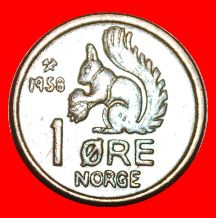  • EICHHÖRNCHEN (1958-1972): NORWEGEN ★ 1 OERE 1958 DOPPELKREUZ UNVERÖFFENTLICHT! OHNE VORBEHALT!   