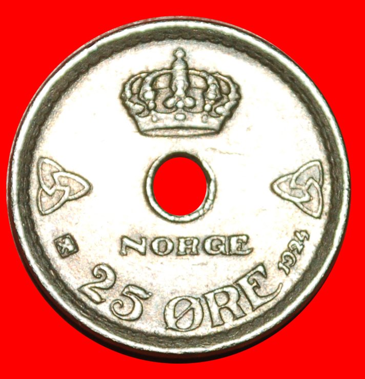  • ROSEN (1924-1950): NORWEGEN ★ 25 OERE 1924 Haakon VII. (1905-1957)! OHNE VORBEHALT!   