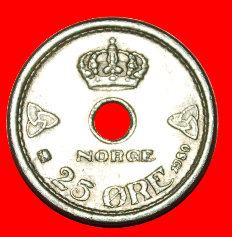  • ROSES (1924-1950): NORWAY ★ 25 ORE 1950 Haakon VII (1905-1957)! LOW START ★ NO RESERVE!   