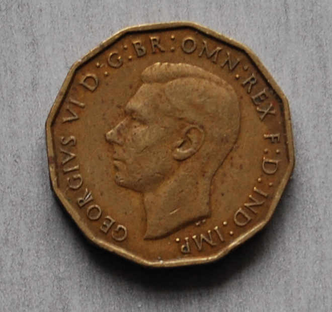  3 Pence 1937  Großbritannien George VI  KM# 849   