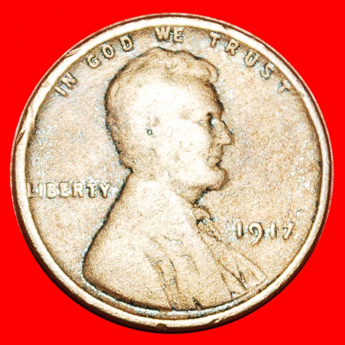  • WHEAT PENNY (1909-1958): USA ★ 1 CENT 1917! LINCOLN (1809-1865)! LOW START★ NO RESERVE!   