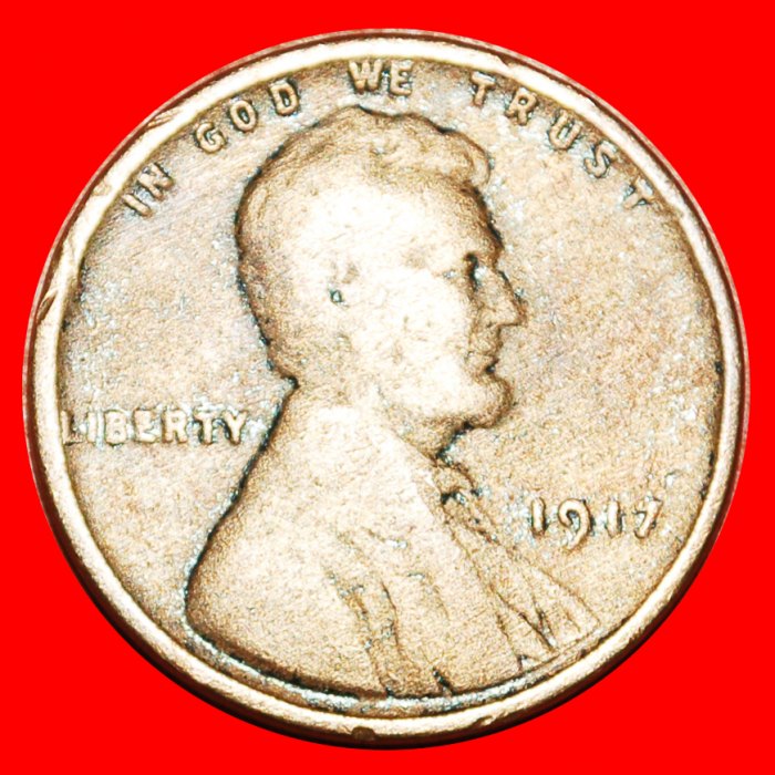  • WEIZEN PENNY (1909-1958): USA ★ 1 CENT 1917! LINCOLN (1809-1865)! OHNE VORBEHALT!   