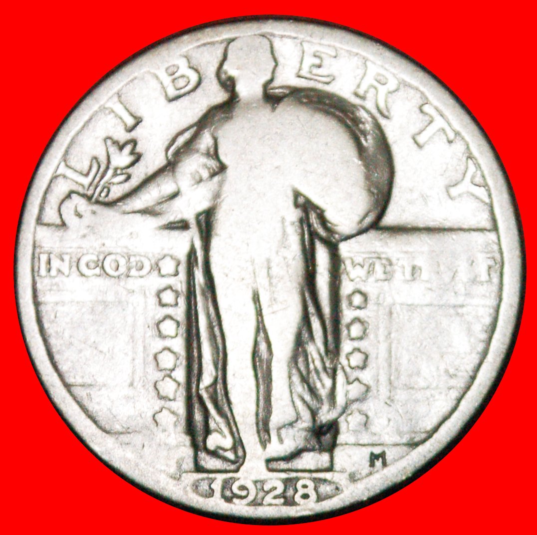  • SILBER (1917-1930): USA ★ 1/4 DOLLAR 1928 STEHENDE FREIHEIT MIT ADLER! OHNE VORBEHALT!   