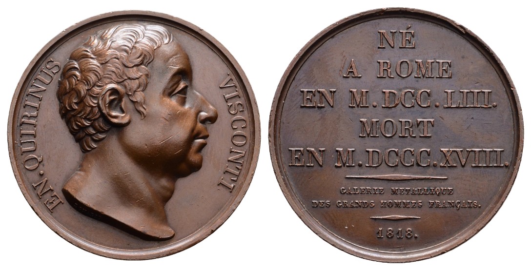  Linnartz Frankreich Bronzemed.1818 (Donadio) ital. Numismatiker Quirinus Visconti, 37,15Gr, 41mm, v+   