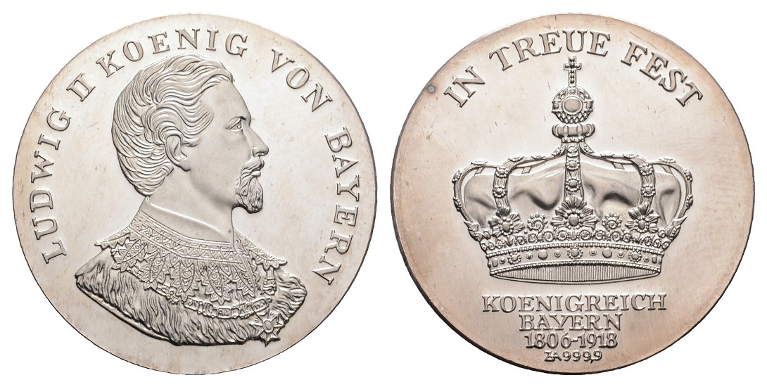  Linnartz Bayern Silbermedaille o.J. Ludwig II., 14,94/fein, 34 mm, PP   