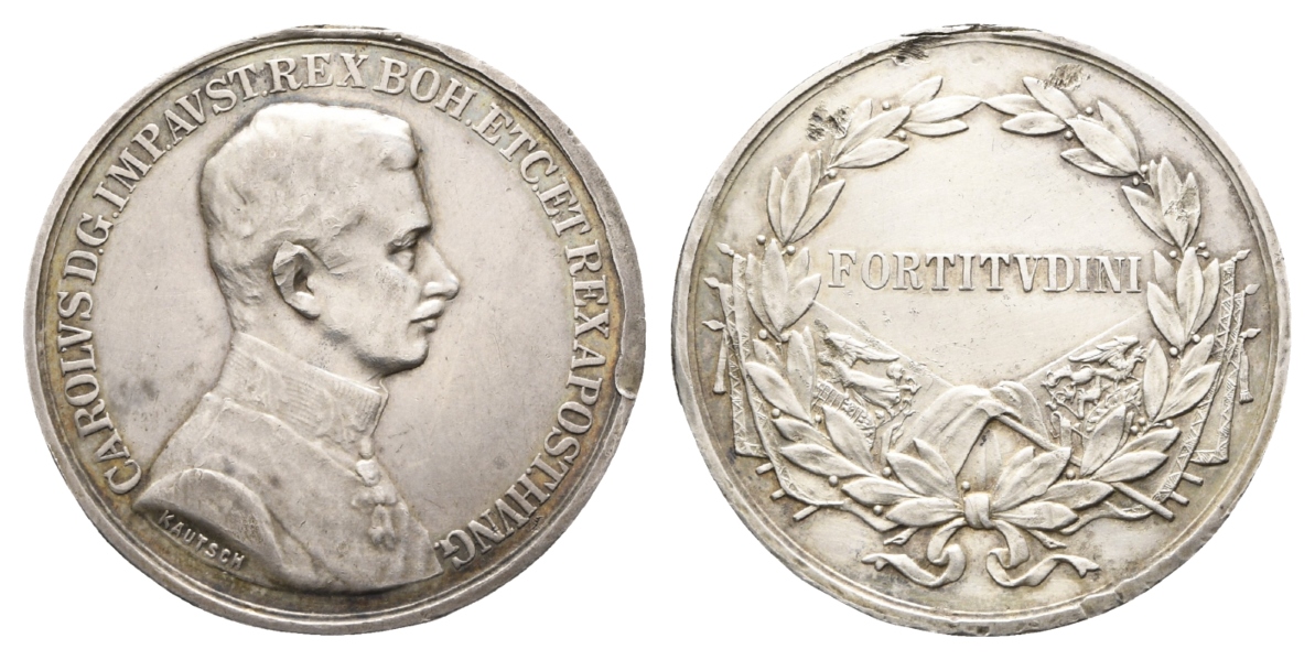  Österreich; Tapferkeitsmedaille o.J. Silber, 17,06 g, Ø 40,3 mm, entfernter Henkel   