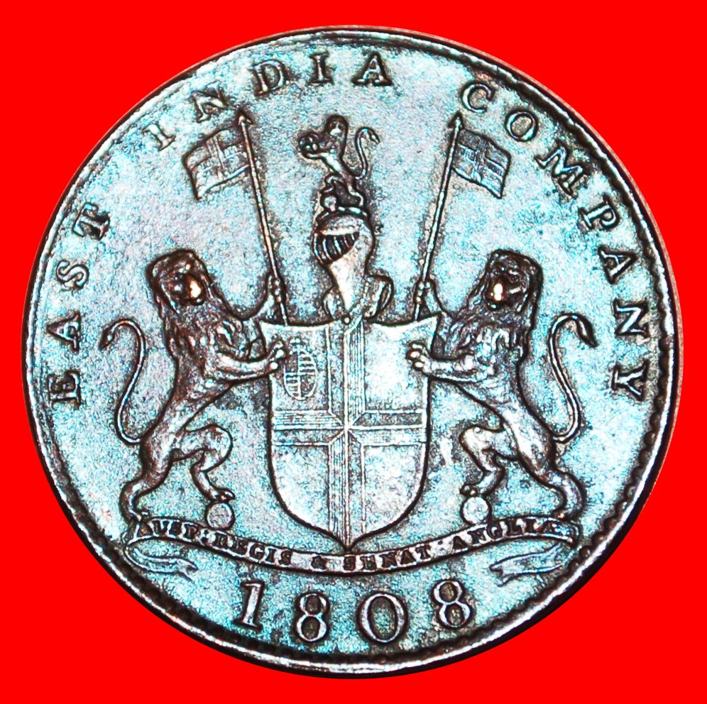 Ⰶ GREAT BRITAIN (1803-1808): INDIA ★ 10 CASH 1808 MADRAS PRESIDENCY RARE! ★ LOW START ★ NO RESERVE!