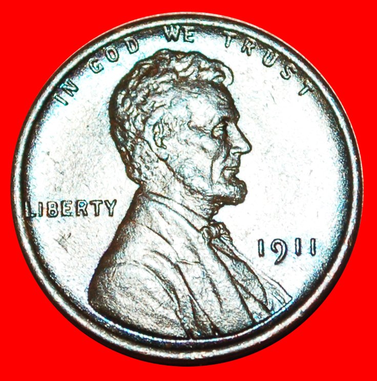  • WEIZEN PENNY (1909-1958): USA ★ 1 CENT 1911! LINCOLN (1809-1865)!★OHNE VORBEHALT!   