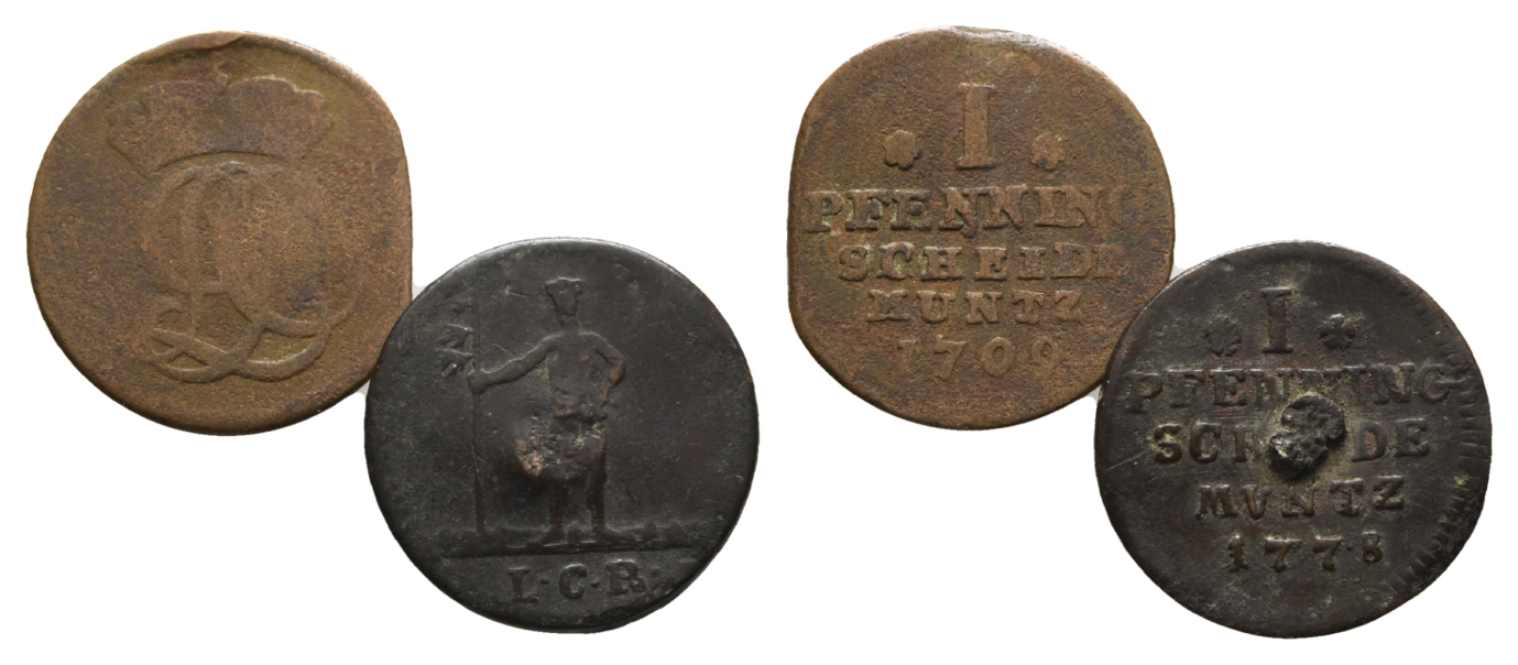  Altdeutschland; 2 Kleinmünzen 1709/1778   