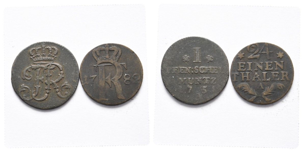  Altdeutschland; 2 Kleinmünzen 1782/1751   