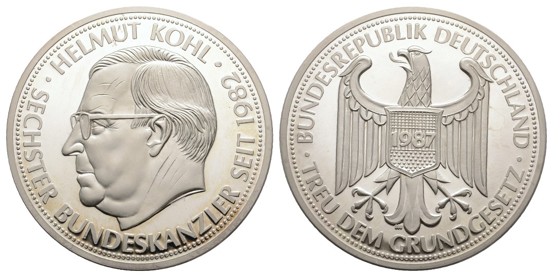  Linnartz BRD Silbermedaille o.J. Helmut Kohl, 35,35/fein, 50mm, PP   