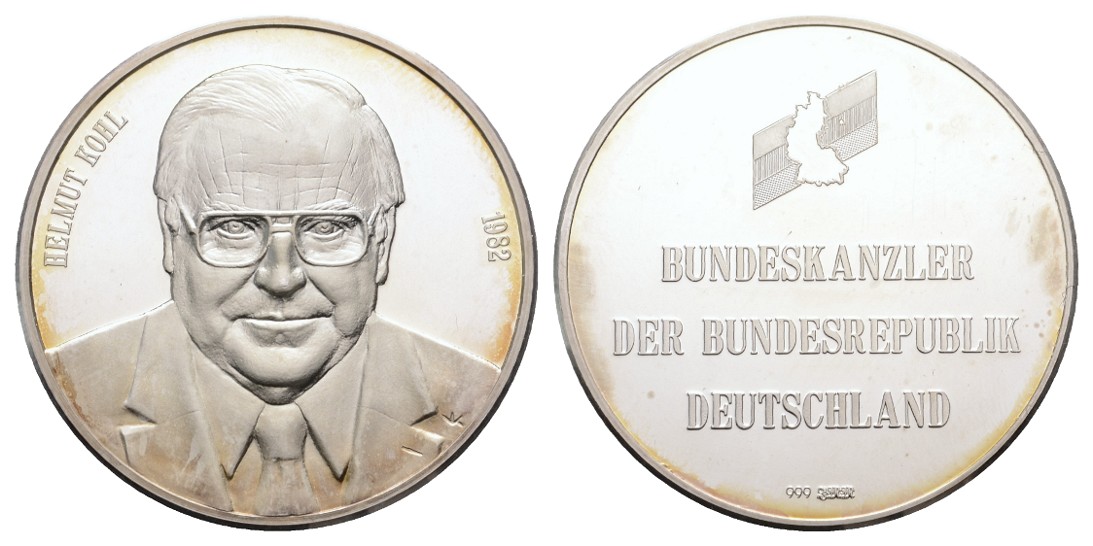  Linnartz BRD Silbermedaille 1982 Helmut Kohl, 29,48/999er, 40mm, PP   