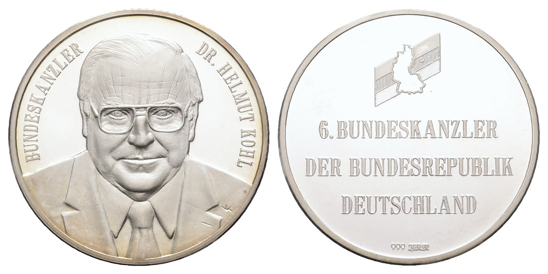  Linnartz BRD Silbermedaille 1982 Helmut Kohl, 19,83/999er, 35mm, PP   