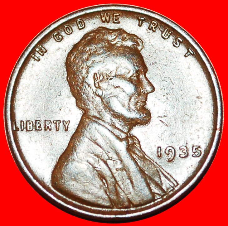  • WEIZEN PENNY (1909-1958): USA ★ 1 CENT 1935! LINCOLN (1809-1865)! OHNE VORBEHALT!   