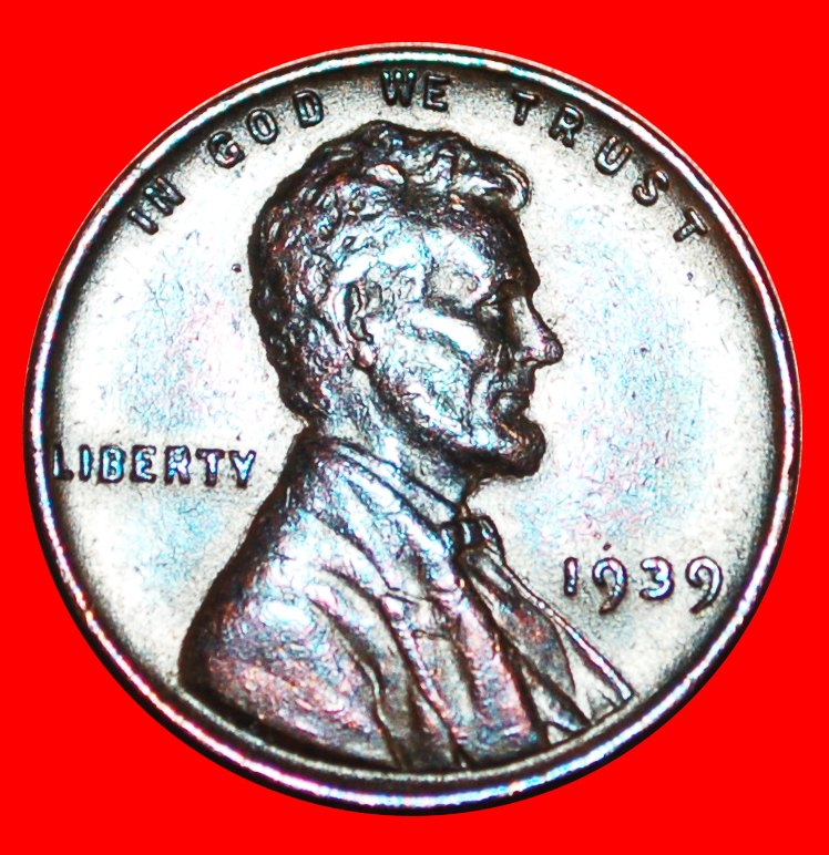  • WEIZEN PENNY (1909-1958): USA ★ 1 CENT 1939! LINCOLN (1809-1865)! OHNE VORBEHALT!   