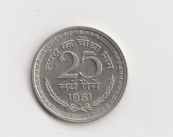  25 Paise Indien 1961 mit Raute unter der Jahreszahl   (M621)   