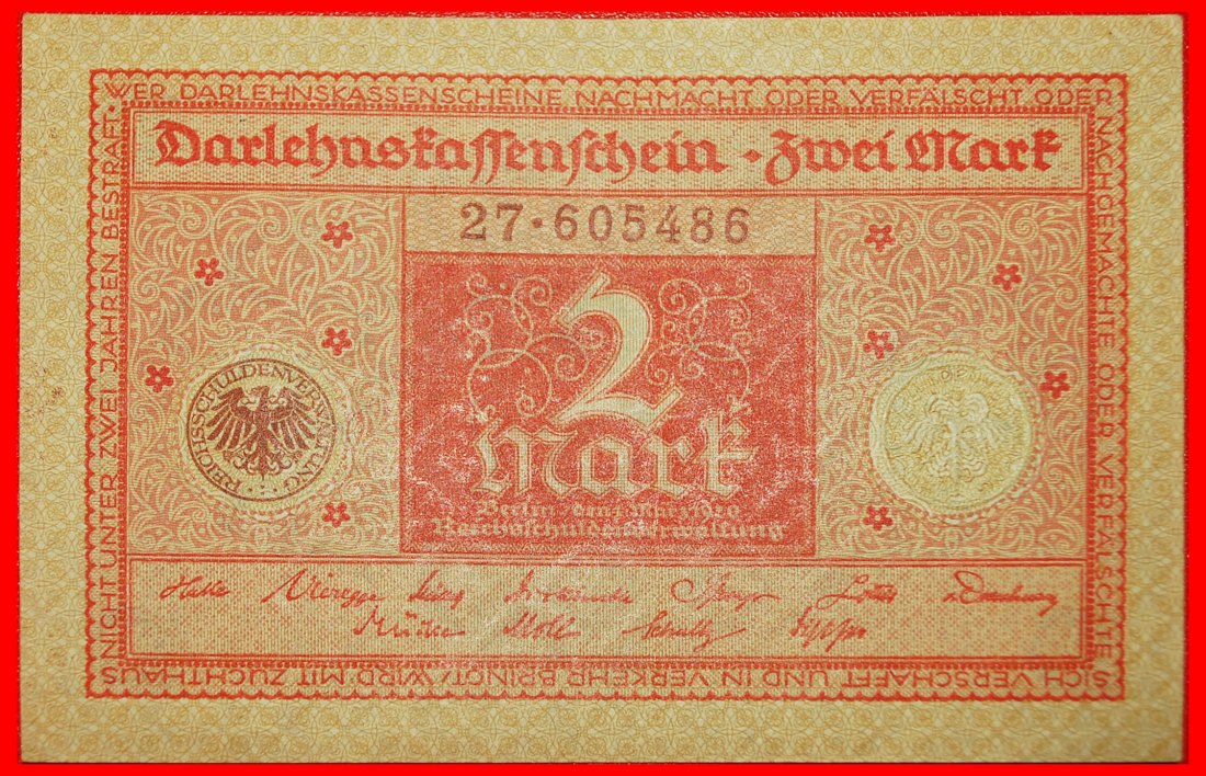  • DARLEHNSKASSENSCHEIN: GERMANY ★ 2 MARK 1920 CRISP! LOW START ★ NO RESERVE!   