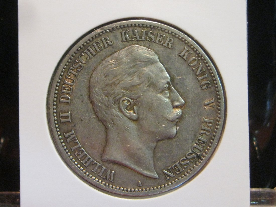 GERMANY 5 MARK 1908 PRUSSIA.GRADE-PLEASE SEE PHOTOS.