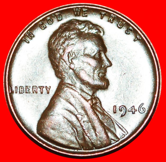  • WEIZEN PENNY (1909-1958): USA ★ 1 CENT 1946! LINCOLN (1809-1865)! OHNE VORBEHALT!   