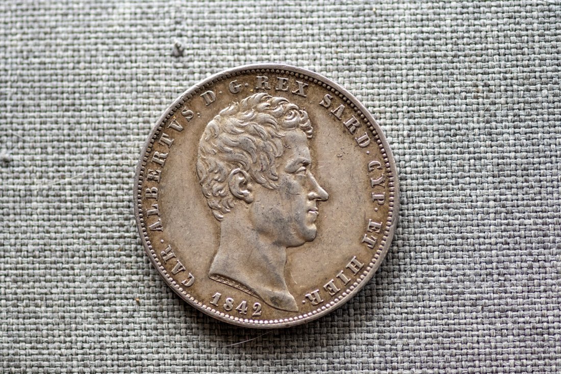 Italien-Sardinien 5 Lire 1842 Carlos Alberto vz Erhaltung über Durchschnitt !!!