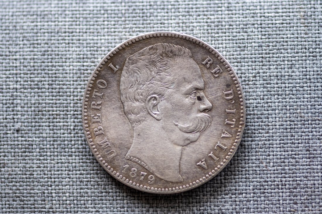 Italien 5 Lire 1879 Umberto I ss-vz Erhaltung über Durchschnitt !!!