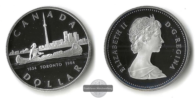  Kanada,  1 Dollar  1984  Toronto     FM-Frankfurt  Feinsilber: 11,66g   