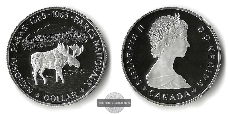  Kanada,  1 Dollar 1985 National Parks   FM-Frankfurt  Feinsilber: 11,66g   