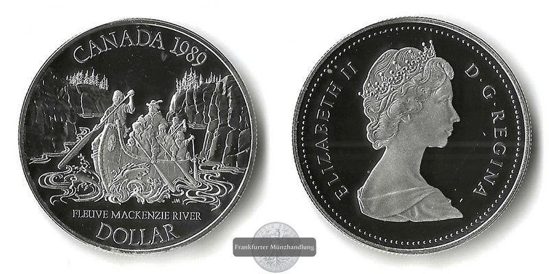  Kanada  1 Dollar  1989    Fleuve MacKenzie River     FM-Frankfurt   Feinsilber: 11,66g   