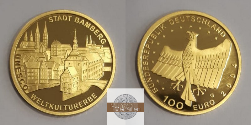 BRD  100 Euro MM-Frankfurt  Feingold: 15,55g UNESCO Weltkulturerbe - Bamberg 2004 G 